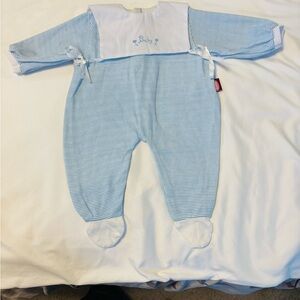 Striped Blue and White Baby Romper